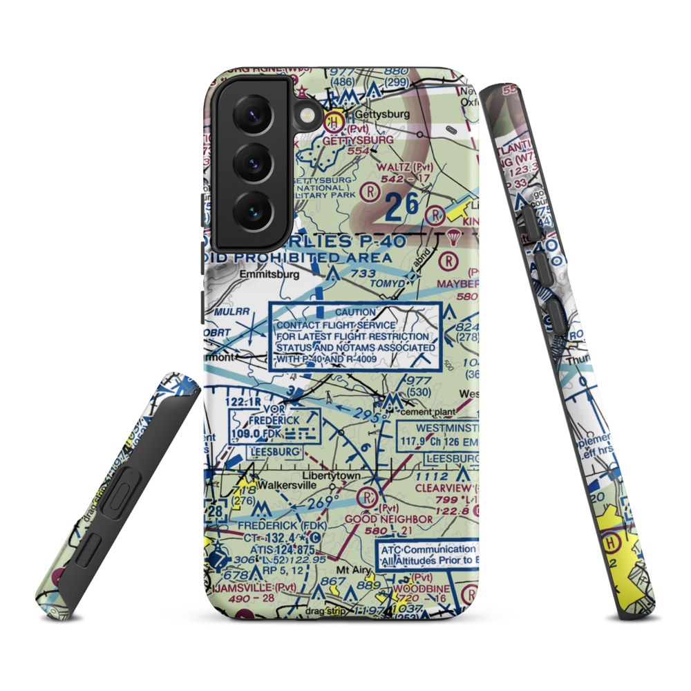 Keymar Airpark (MD42) VFR Sectional Samsung Phone Case Samsung Galaxy S22 Plus model shown