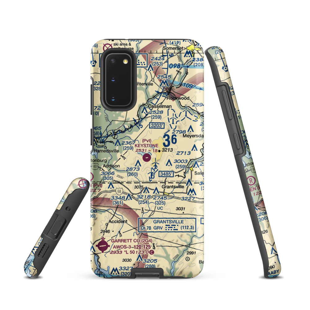 Keystone Airport (9PA7) VFR Sectional Samsung Phone Case Samsung Galaxy S20 model shown