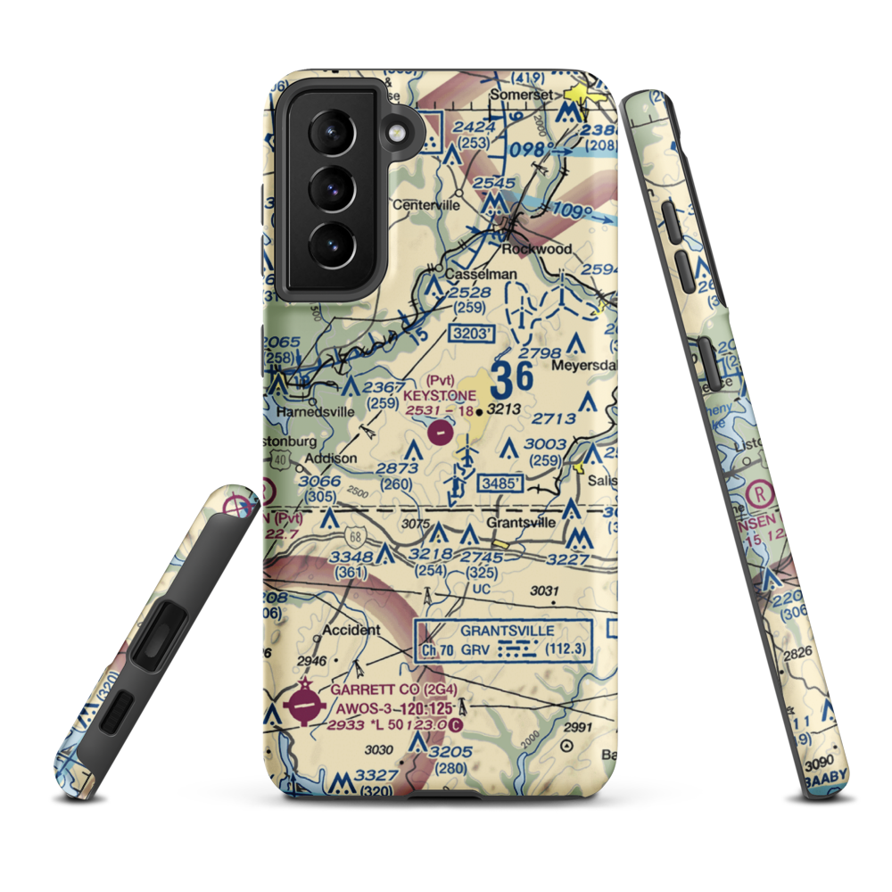 Keystone Airport (9PA7) VFR Sectional Samsung Phone Case Samsung Galaxy S21 FE model shown