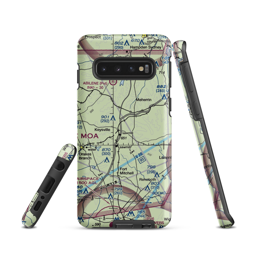 Keysville Airport (VG36) VFR Sectional Samsung Phone Case Samsung Galaxy S10 model shown