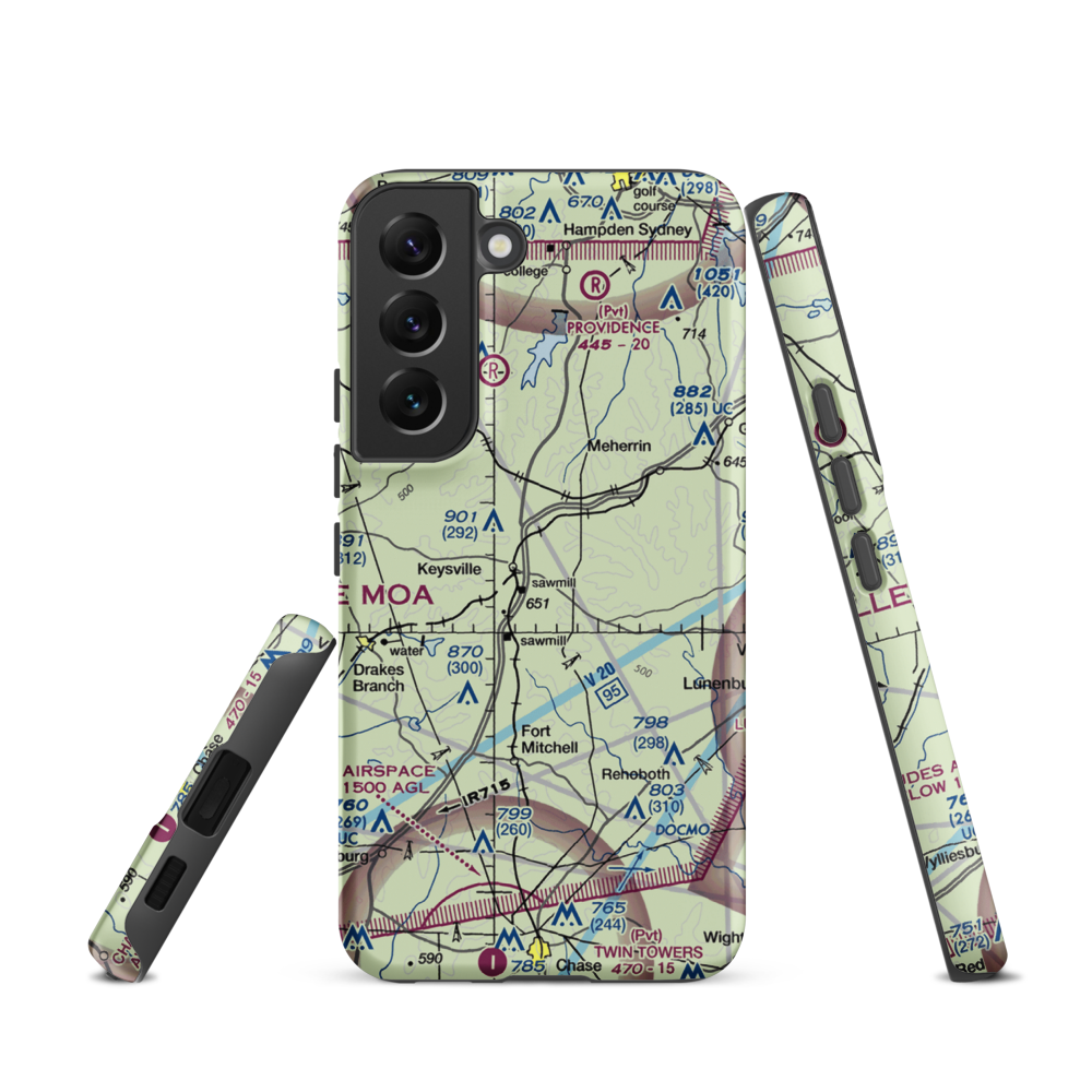 Keysville Airport (VG36) VFR Sectional Samsung Phone Case Samsung Galaxy S22 model shown