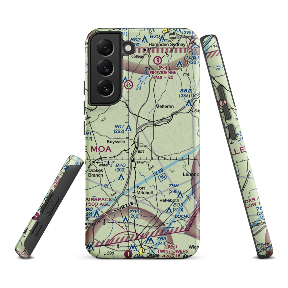 Keysville Airport (VG36) VFR Sectional Samsung Phone Case Samsung Galaxy S22 Plus model shown