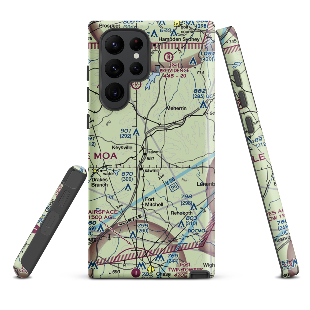 Keysville Airport (VG36) VFR Sectional Samsung Phone Case Samsung Galaxy S22 Ultra model shown