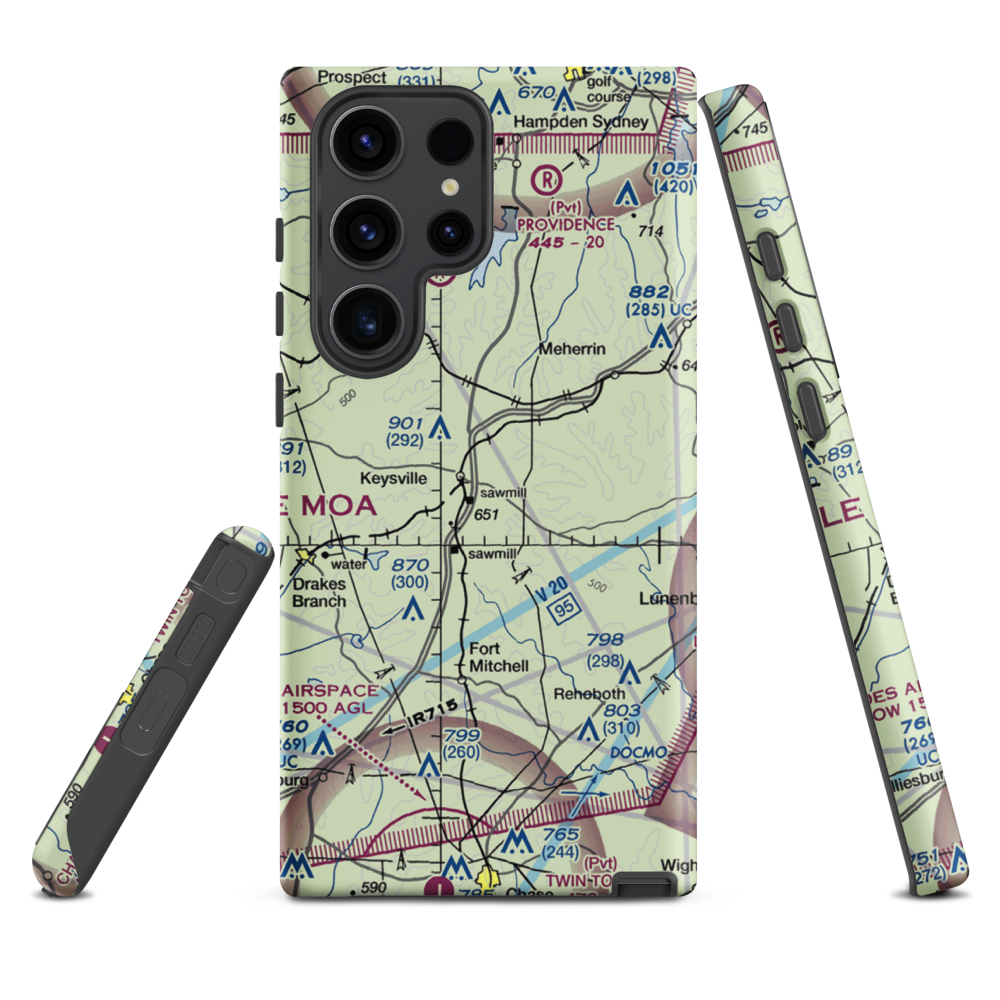 Keysville Airport (VG36) VFR Sectional Samsung Phone Case Samsung Galaxy S23 Ultra model shown
