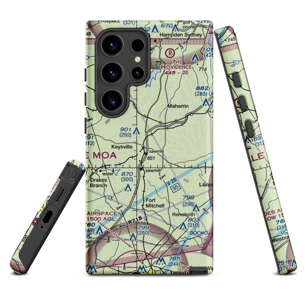Keysville Airport (VG36) VFR Sectional Samsung Phone Case Samsung Galaxy S24 Ultra model shown