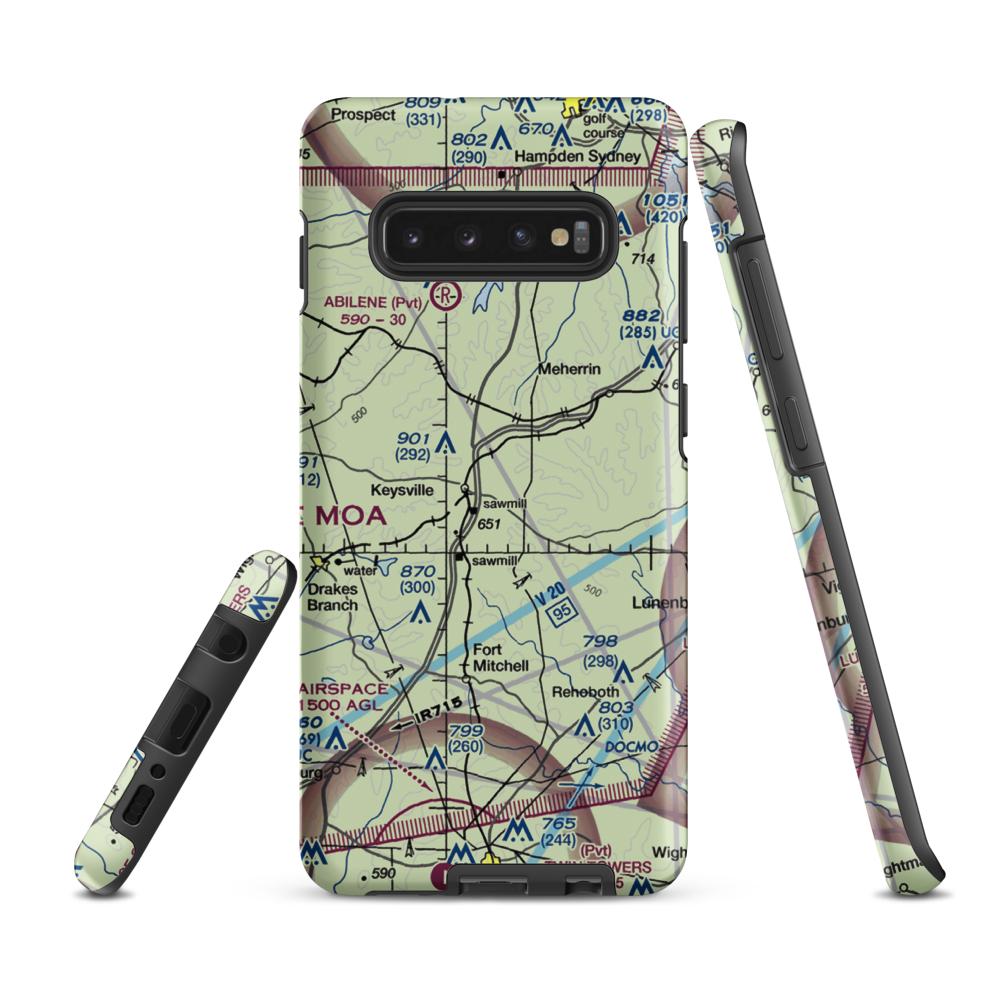 Keysville Airport (VG36) VFR Sectional Samsung Phone Case Samsung Galaxy S10 Plus model shown