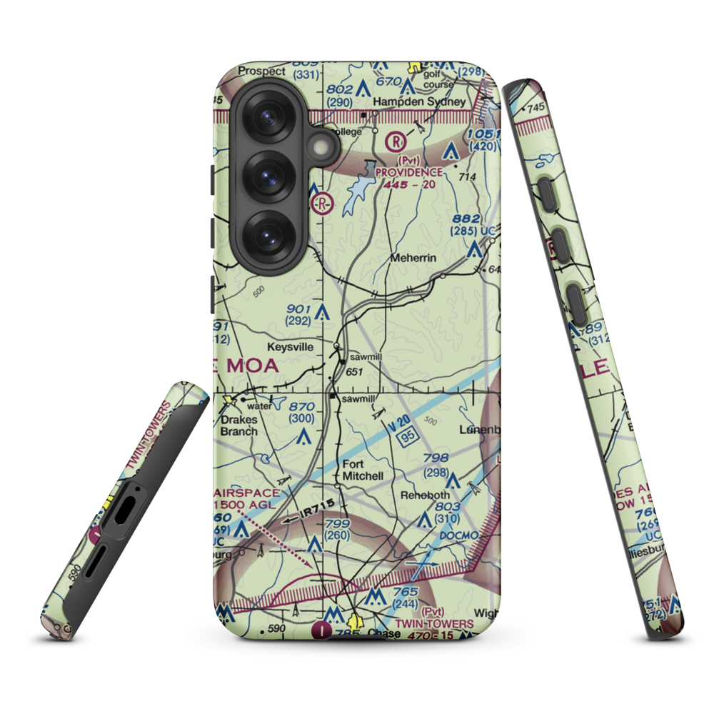 Keysville Airport (VG36) VFR Sectional Samsung Phone Case Samsung Galaxy S25 Plus model shown