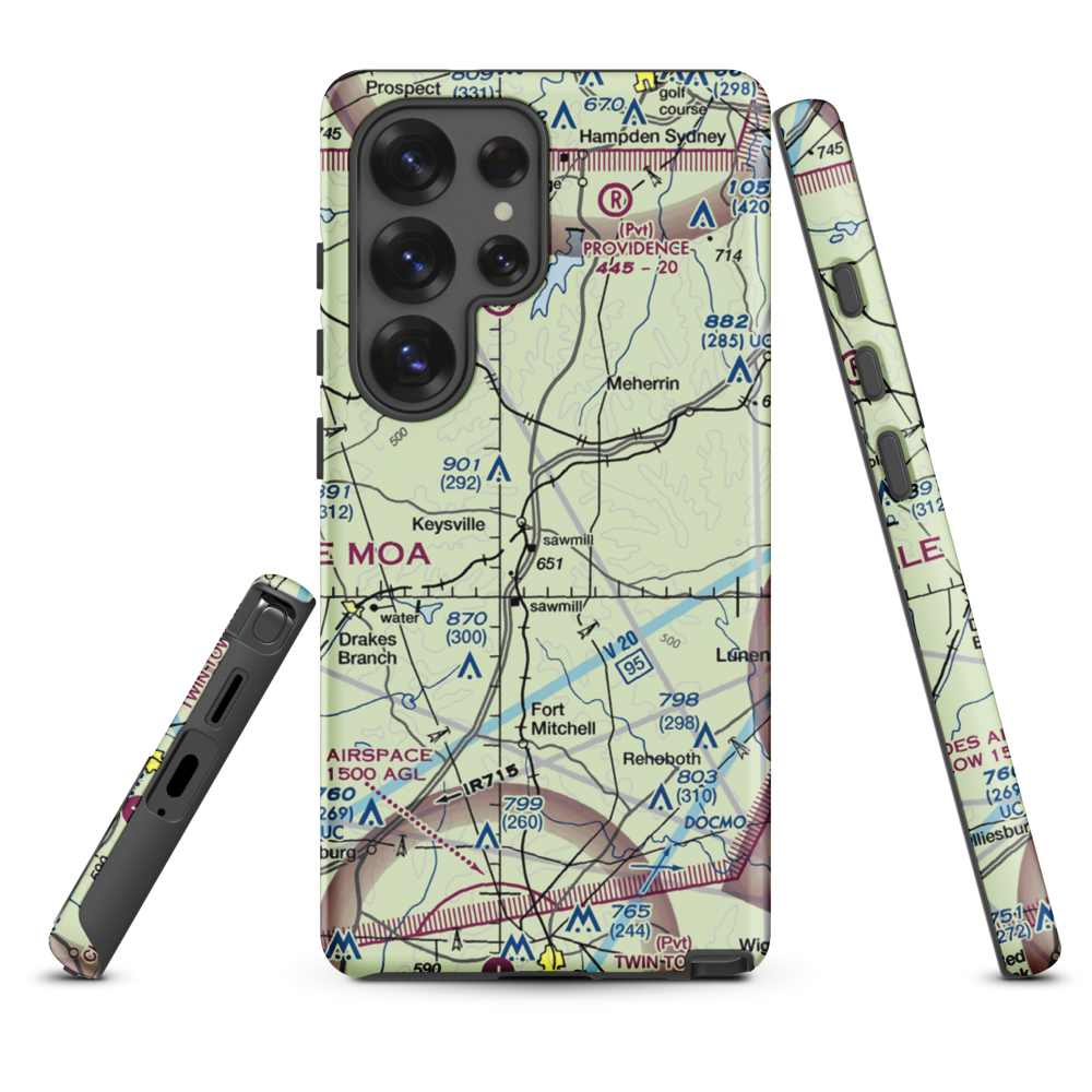 Keysville Airport (VG36) VFR Sectional Samsung Phone Case Samsung Galaxy S25 Ultra model shown
