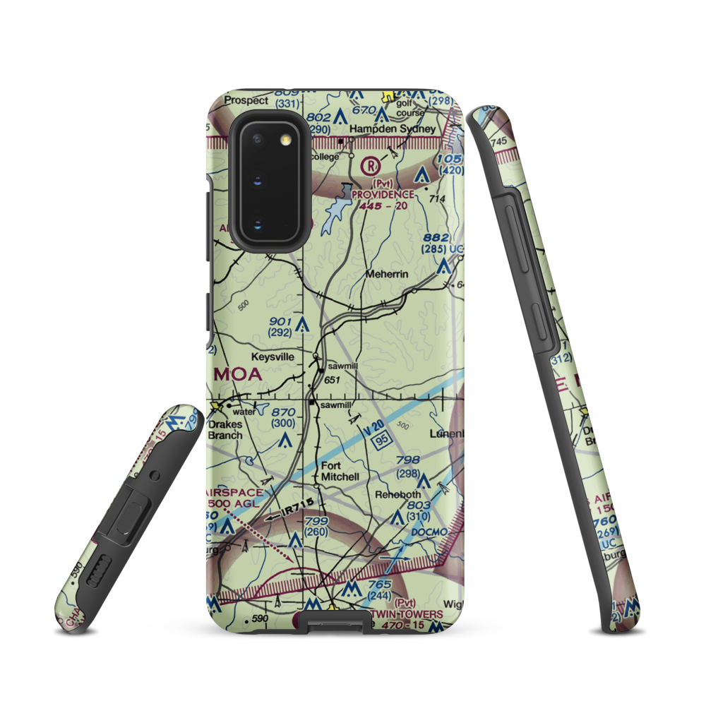 Keysville Airport (VG36) VFR Sectional Samsung Phone Case Samsung Galaxy S20 model shown