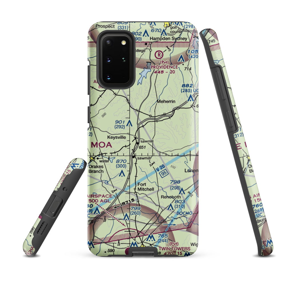 Keysville Airport (VG36) VFR Sectional Samsung Phone Case Samsung Galaxy S20 Plus model shown