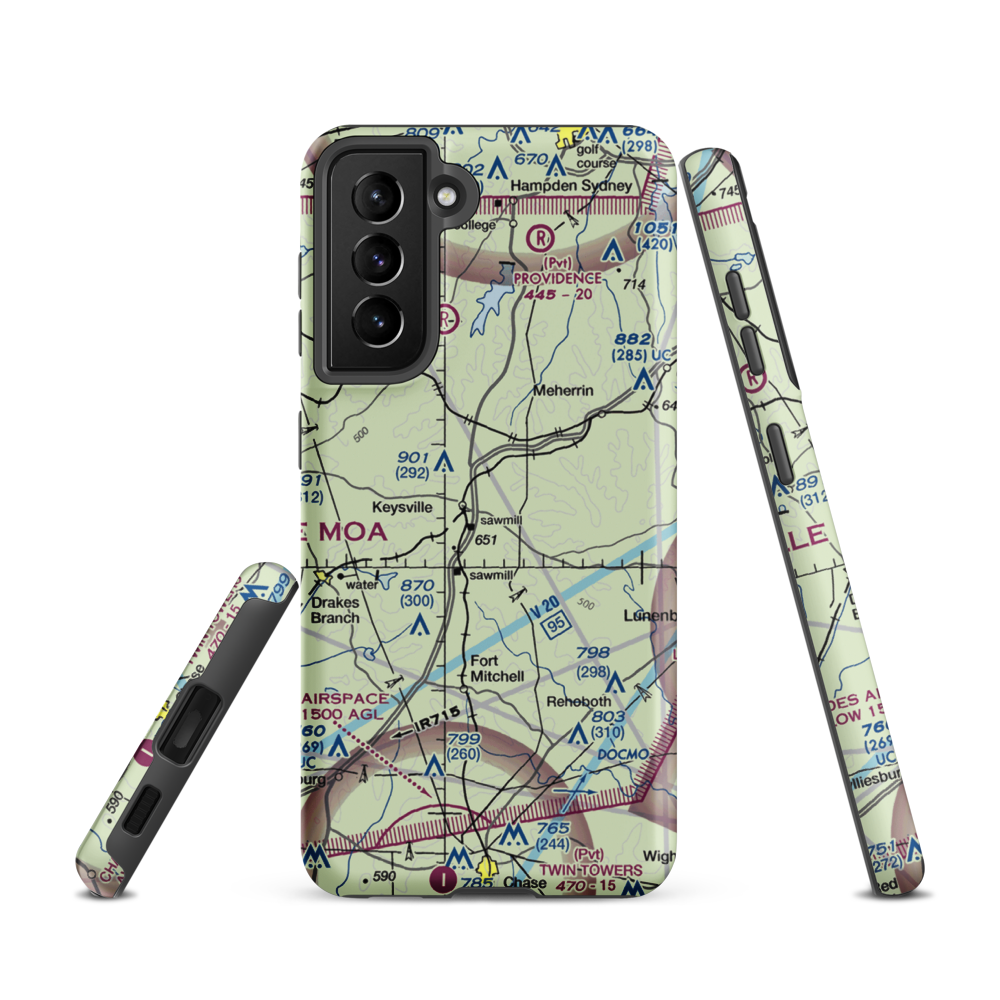 Keysville Airport (VG36) VFR Sectional Samsung Phone Case Samsung Galaxy S21 model shown