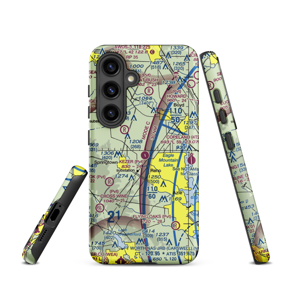 Kezer Air Ranch Airport (61TE) VFR Sectional Samsung Phone Case Samsung Galaxy S24 model shown