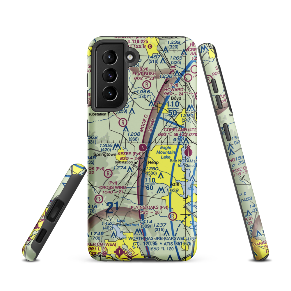 Kezer Air Ranch Airport (61TE) VFR Sectional Samsung Phone Case Samsung Galaxy S21 model shown
