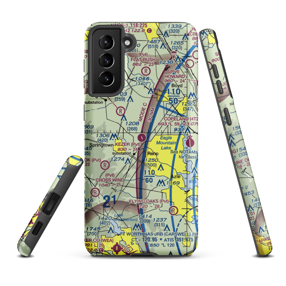 Kezer Air Ranch Airport (61TE) VFR Sectional Samsung Phone Case Samsung Galaxy S21 FE model shown