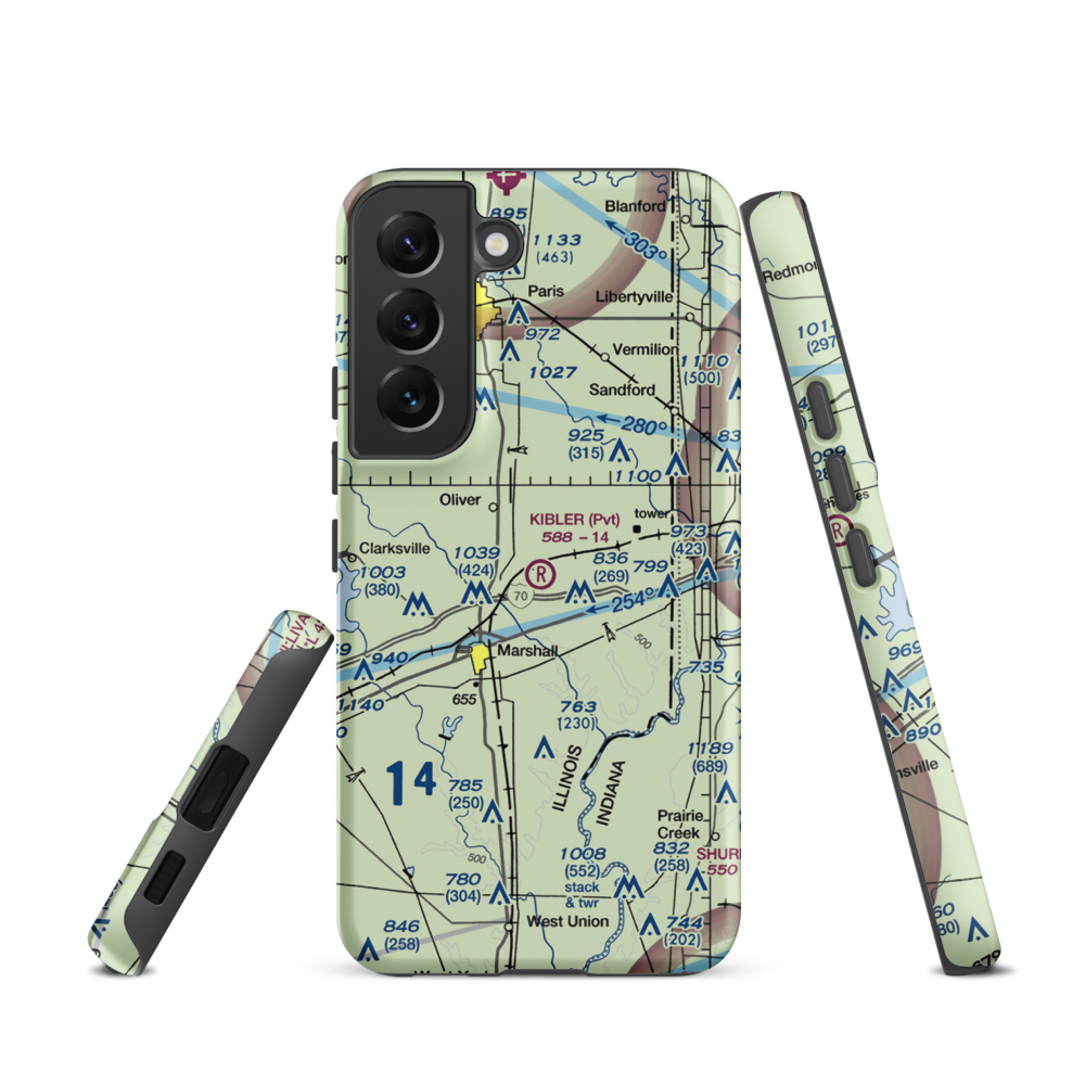 Kibler Airport (3LL3) VFR Sectional Samsung Phone Case Samsung Galaxy S22 model shown