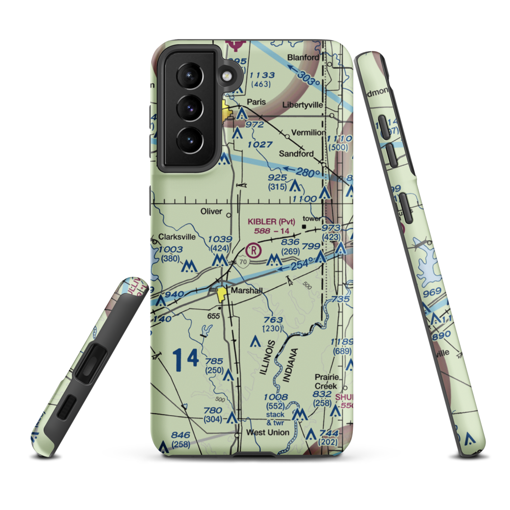 Kibler Airport (3LL3) VFR Sectional Samsung Phone Case Samsung Galaxy S21 Plus model shown