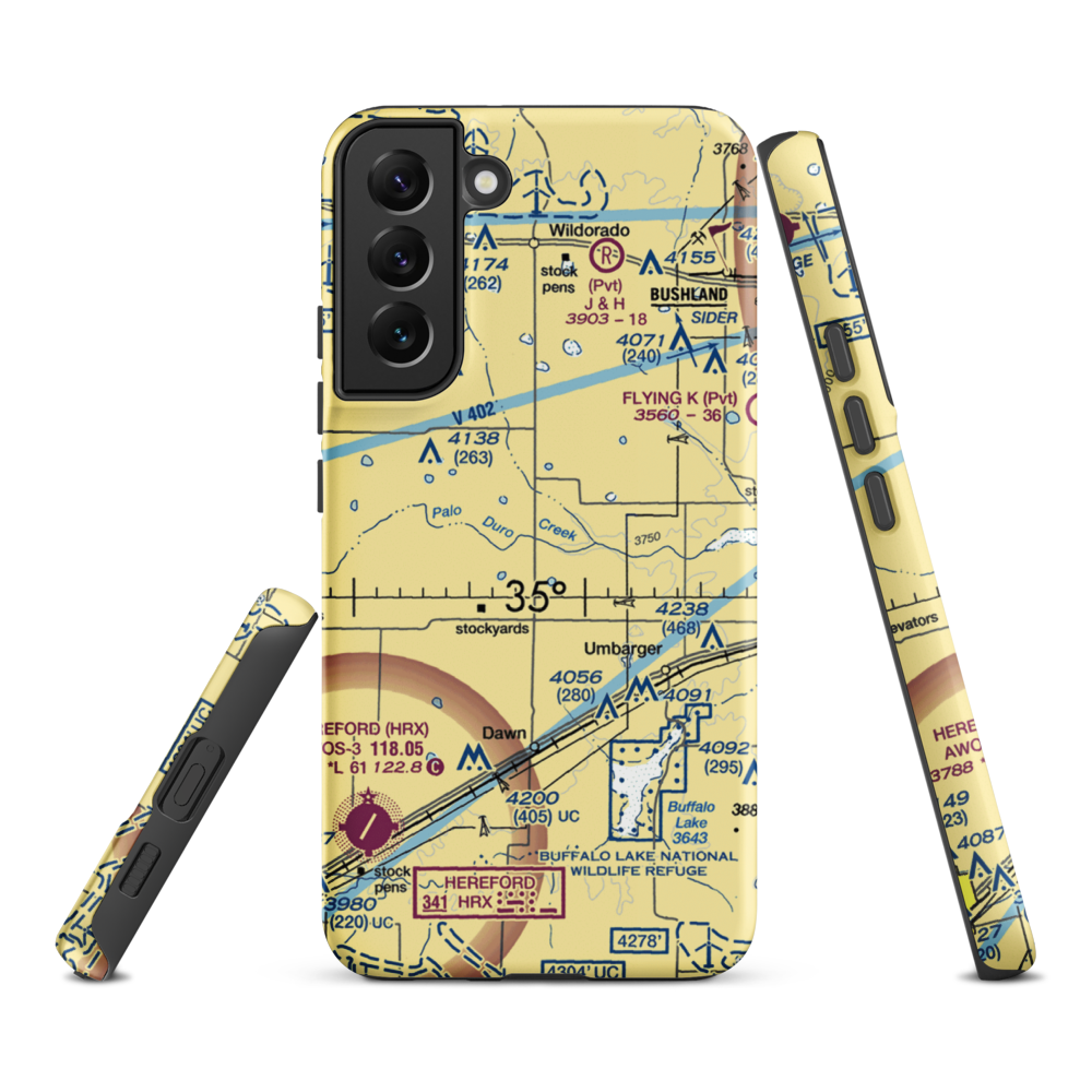 Kimball Farm Service Inc Airport (5XS2) VFR Sectional Samsung Phone Case Samsung Galaxy S22 Plus model shown