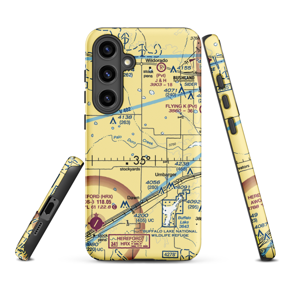 Kimball Farm Service Inc Airport (5XS2) VFR Sectional Samsung Phone Case Samsung Galaxy S24 Plus model shown