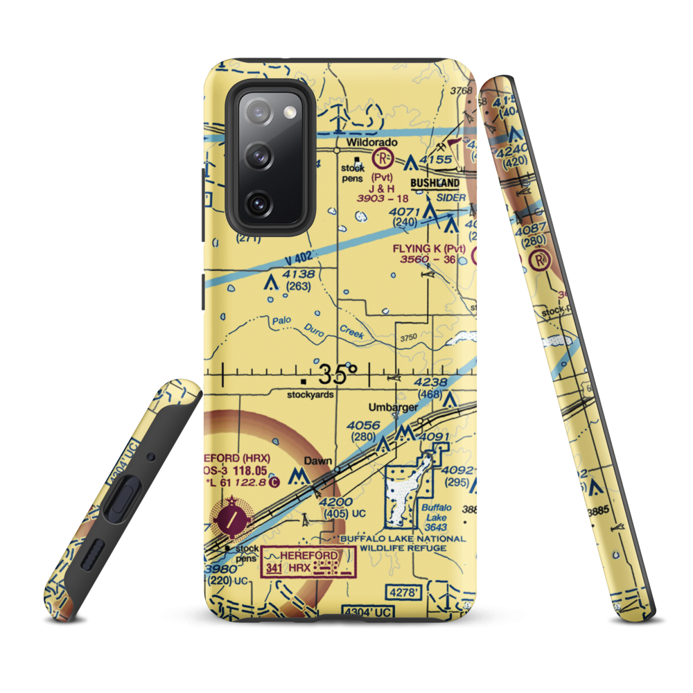 Kimball Farm Service Inc Airport (5XS2) VFR Sectional Samsung Phone Case Samsung Galaxy S20 FE model shown