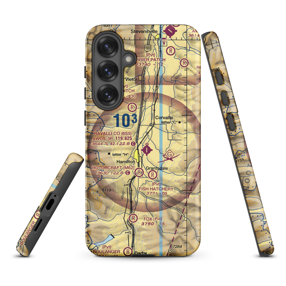 Kimp Airport (0MT4) VFR Sectional Samsung Phone Case Samsung Galaxy S25 Plus model shown