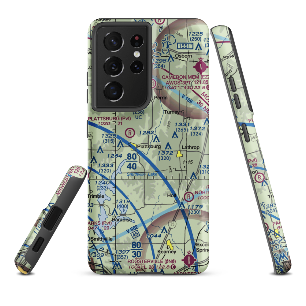 Kimray Airport (7MO7) VFR Sectional Samsung Phone Case Samsung Galaxy S21 Plus model shown