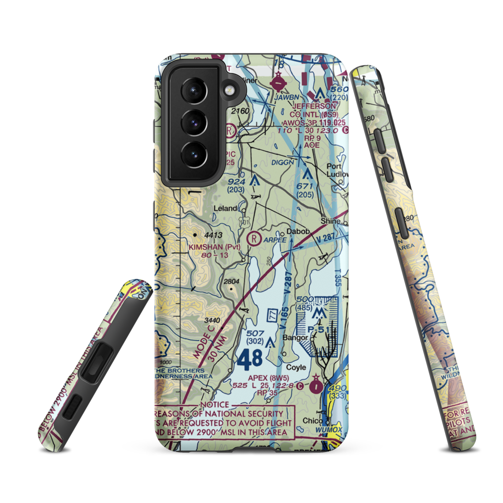 Kimshan Ranch Airport (WN00) VFR Sectional Samsung Phone Case Samsung Galaxy S21 FE model shown