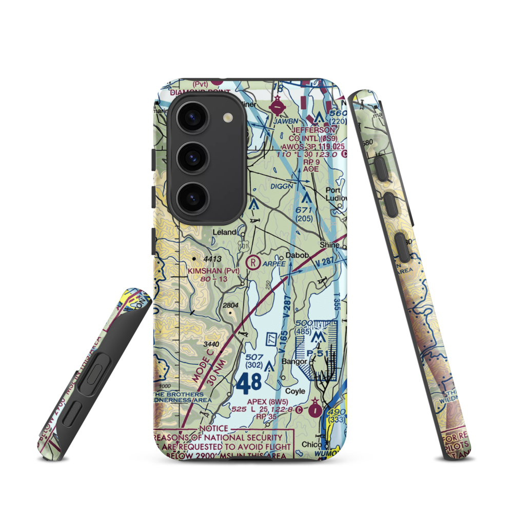 Kimshan Ranch Airport (WN00) VFR Sectional Samsung Phone Case Samsung Galaxy S23 model shown
