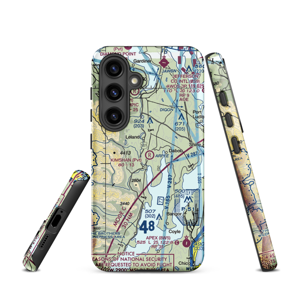 Kimshan Ranch Airport (WN00) VFR Sectional Samsung Phone Case Samsung Galaxy S24 model shown