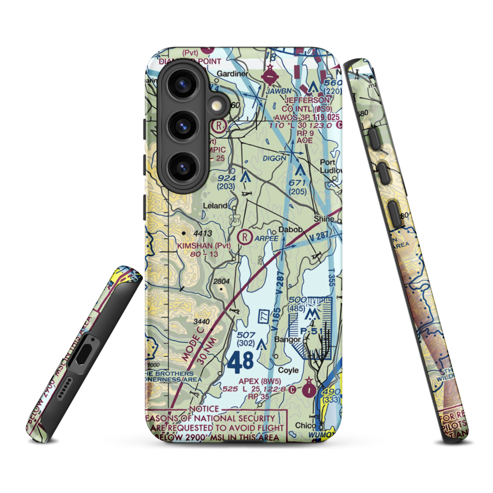 Kimshan Ranch Airport (WN00) VFR Sectional Samsung Phone Case Samsung Galaxy S24 Plus model shown