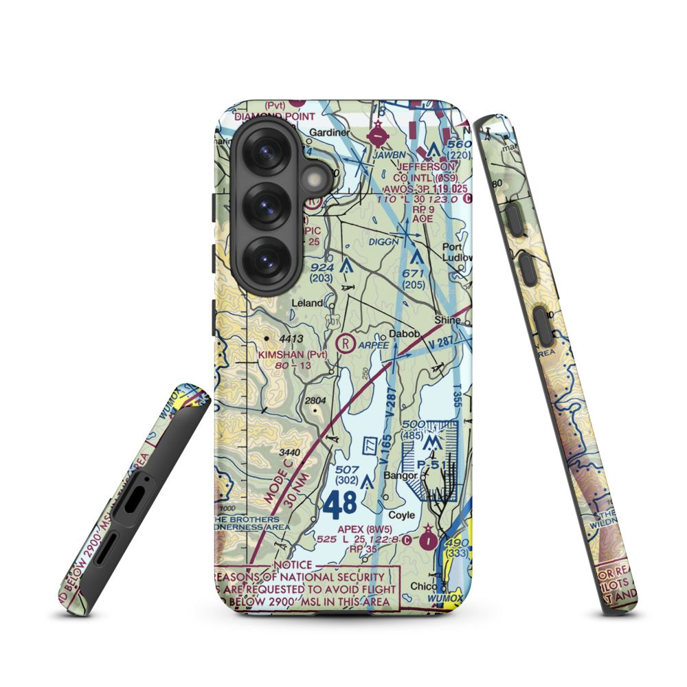 Kimshan Ranch Airport (WN00) VFR Sectional Samsung Phone Case Samsung Galaxy S25 model shown