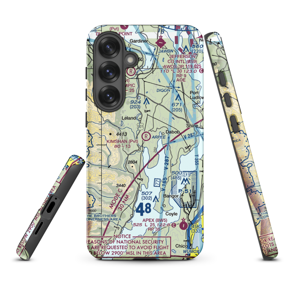 Kimshan Ranch Airport (WN00) VFR Sectional Samsung Phone Case Samsung Galaxy S25 Plus model shown