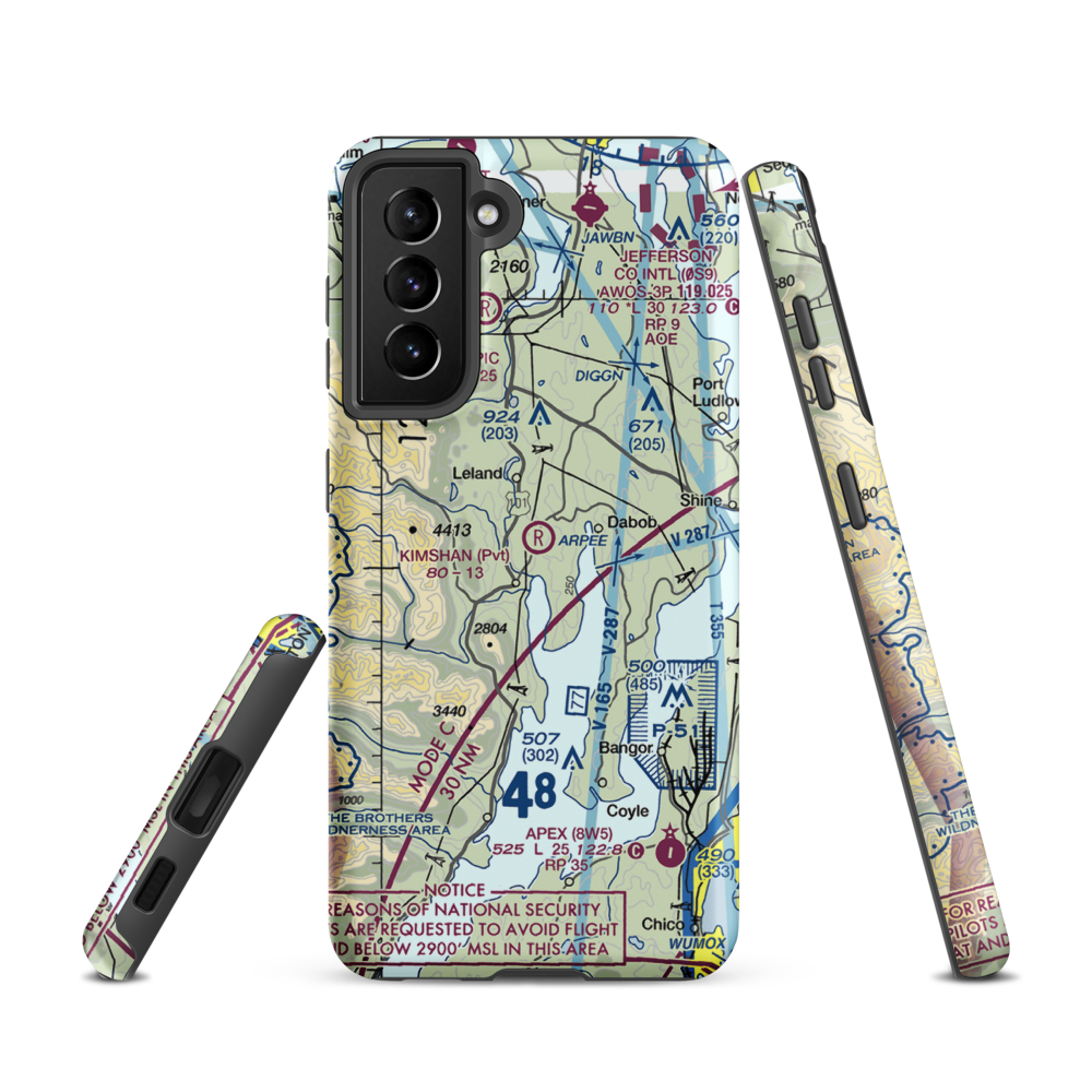 Kimshan Ranch Airport (WN00) VFR Sectional Samsung Phone Case Samsung Galaxy S21 model shown