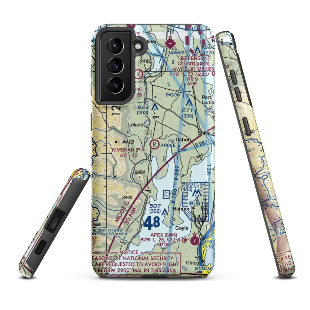 Kimshan Ranch Airport (WN00) VFR Sectional Samsung Phone Case Samsung Galaxy S21 FE model shown