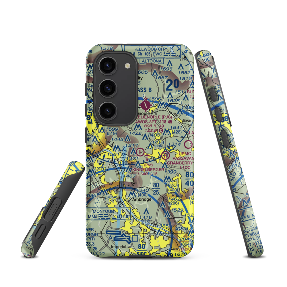Kindelberger Landing Strip (24PA) VFR Sectional Samsung Phone Case Samsung Galaxy S23 model shown