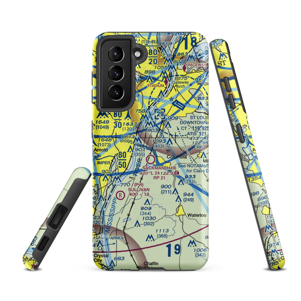 King Airport (7IS9) VFR Sectional Samsung Phone Case Samsung Galaxy S21 FE model shown