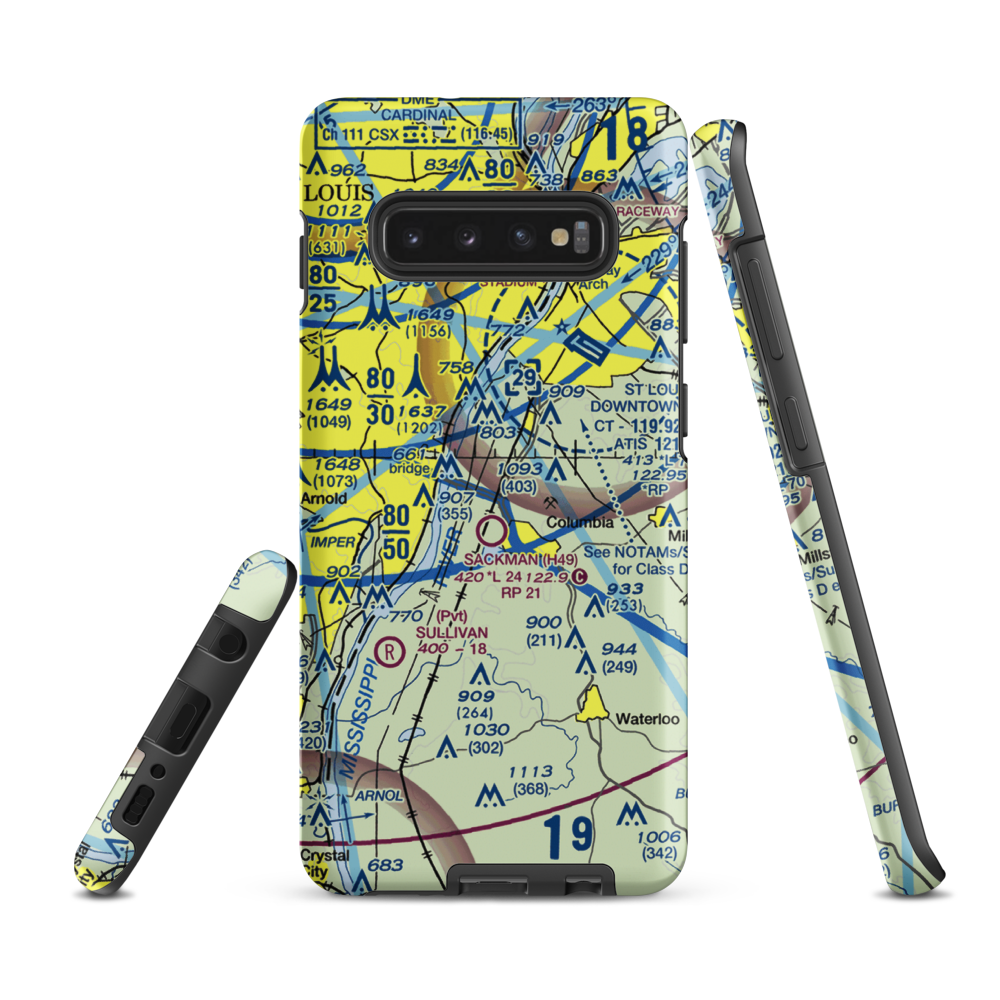 King Airport (7IS9) VFR Sectional Samsung Phone Case Samsung Galaxy S10 Plus model shown