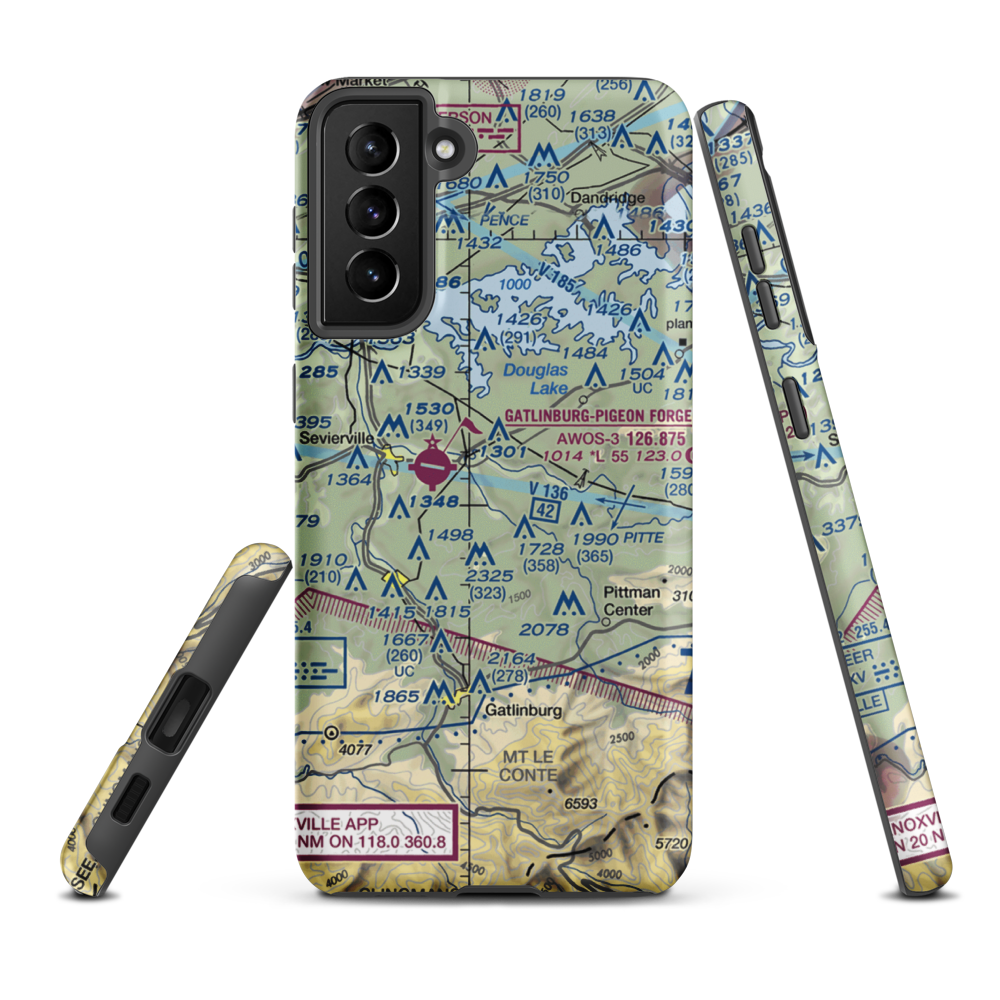 King Airport (TN72) VFR Sectional Samsung Phone Case Samsung Galaxy S21 Plus model shown