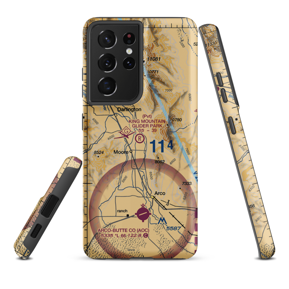 King Mountain Glider Park (ID36) VFR Sectional Samsung Phone Case Samsung Galaxy S21 Ultra model shown