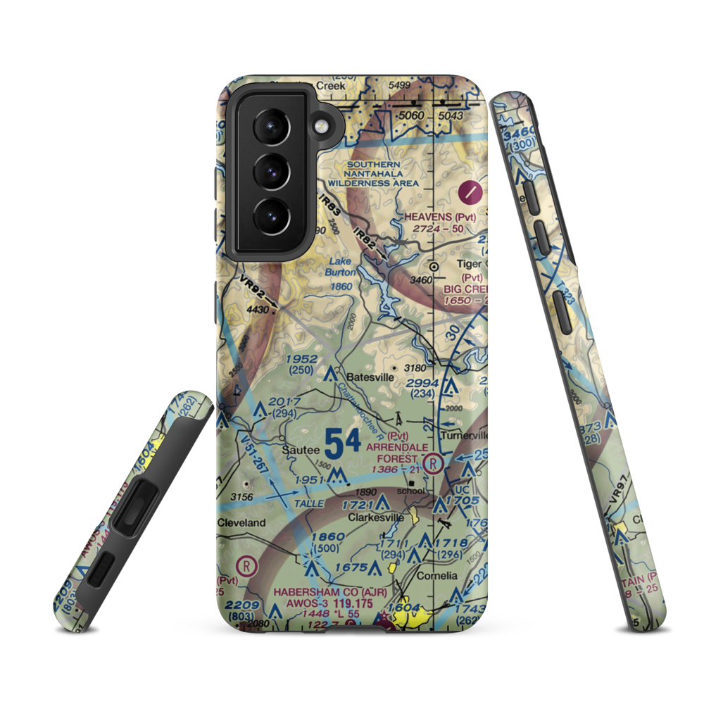 King Sky Ranch Airport (GA67) VFR Sectional Samsung Phone Case Samsung Galaxy S21 FE model shown