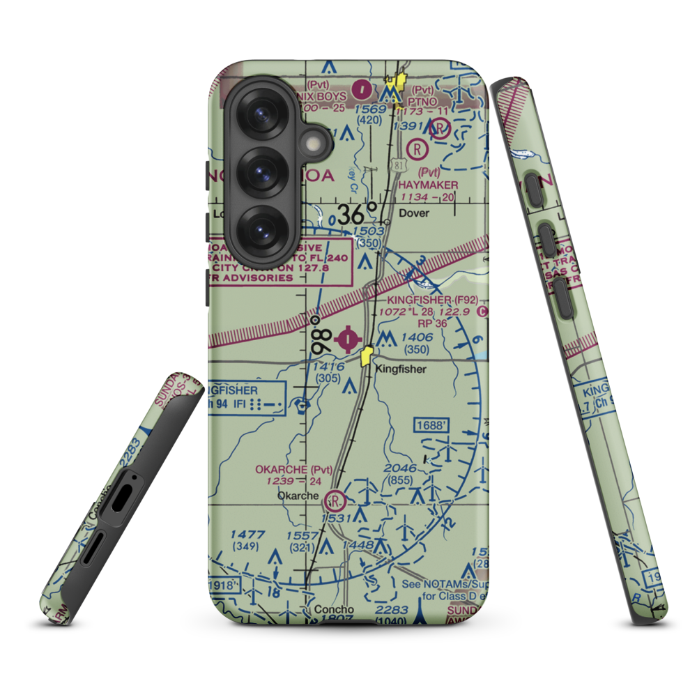 Kingfisher Airport (F92) VFR Sectional Samsung Phone Case Samsung Galaxy S25 Plus model shown