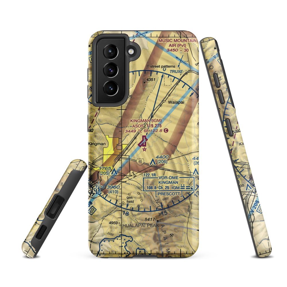 Kingman Airport (IGM) VFR Sectional Samsung Phone Case Samsung Galaxy S21 FE model shown
