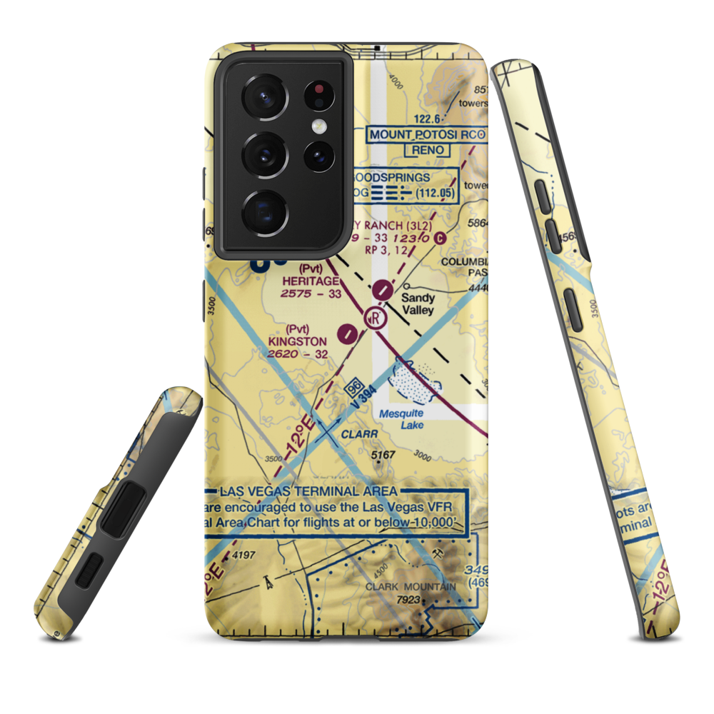 Kingston Ranch Airport (04NV) VFR Sectional Samsung Phone Case Samsung Galaxy S21 Plus model shown