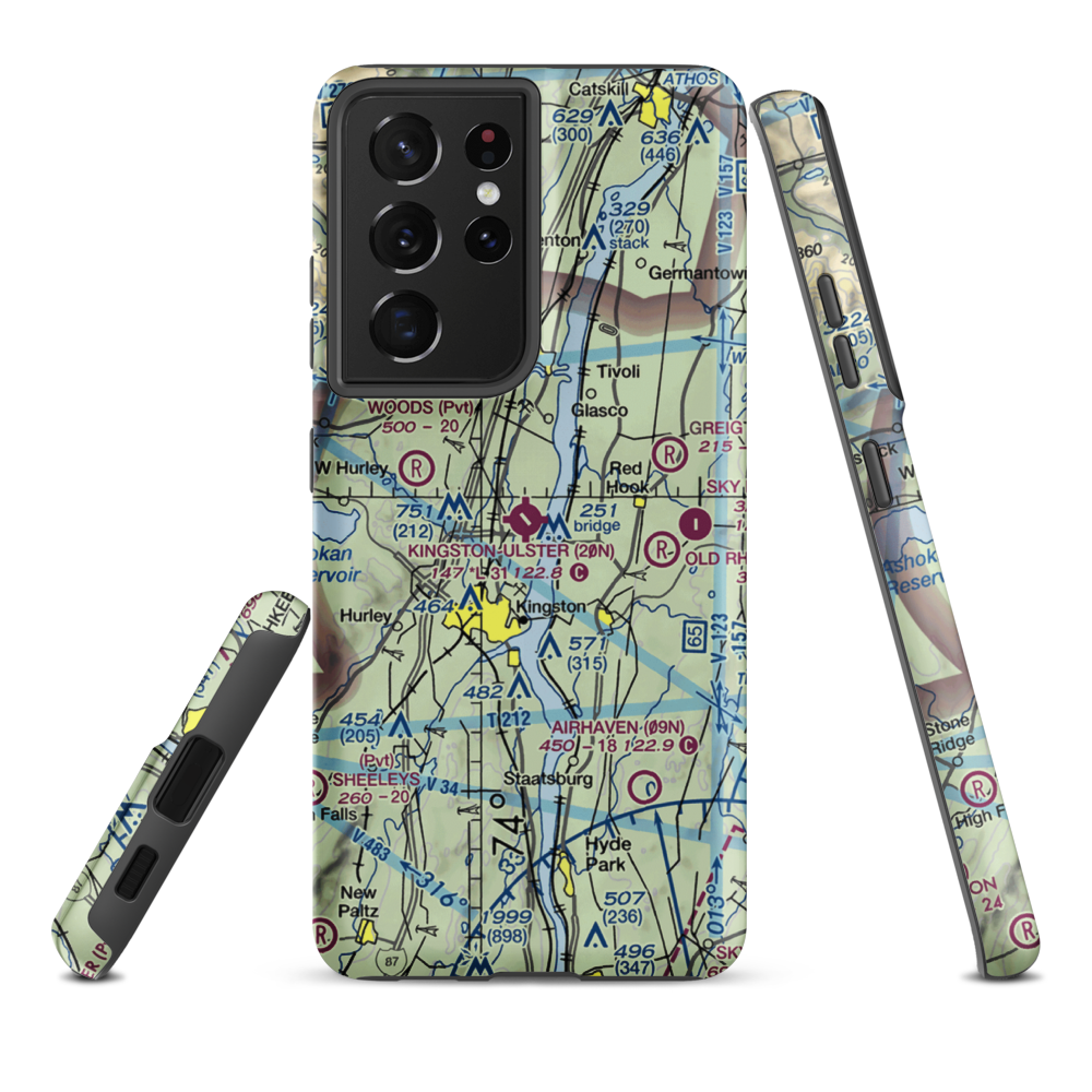 Kingston-Ulster Airport (20N) VFR Sectional Samsung Phone Case Samsung Galaxy S21 Plus model shown