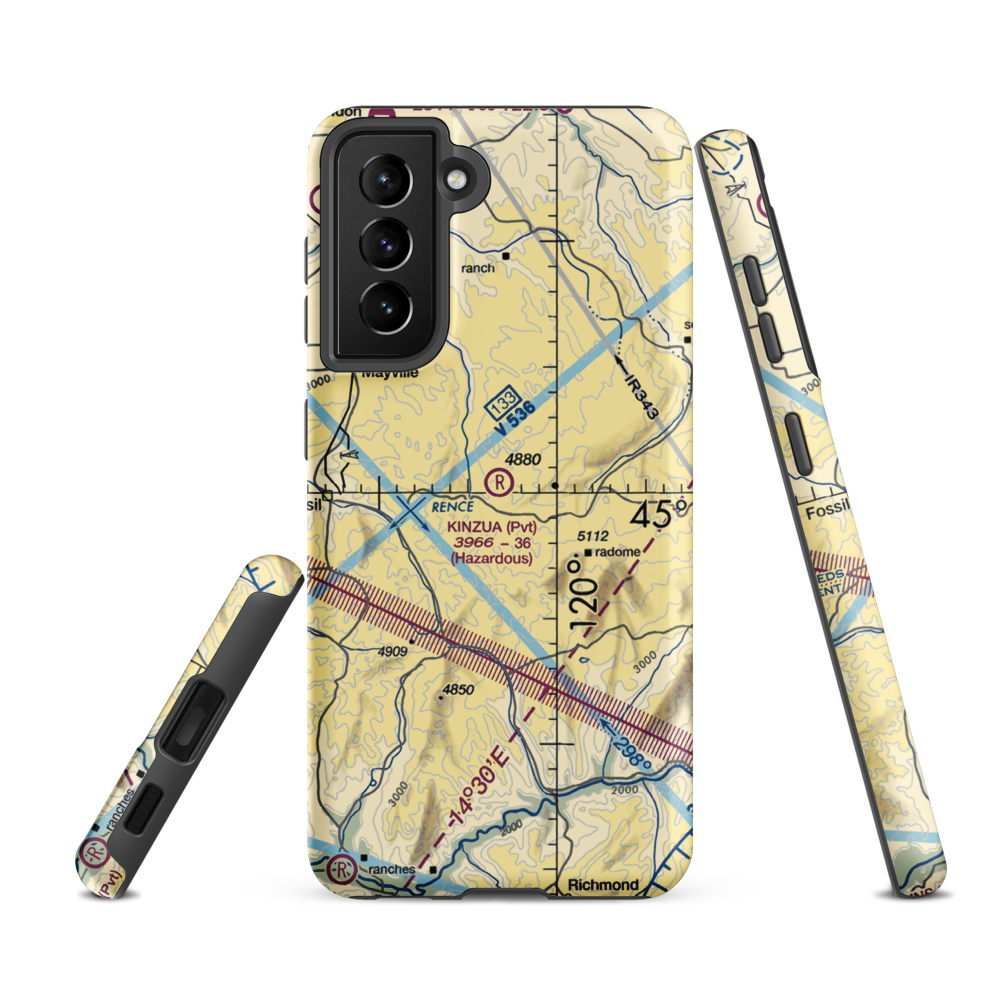 Kinzua Airport (OR89) VFR Sectional Samsung Phone Case Samsung Galaxy S21 FE model shown