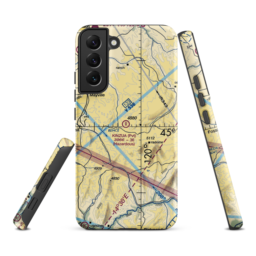 Kinzua Airport (OR89) VFR Sectional Samsung Phone Case Samsung Galaxy S22 Plus model shown