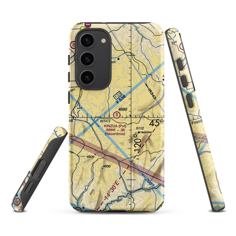 Kinzua Airport (OR89) VFR Sectional Samsung Phone Case Samsung Galaxy S23 Plus model shown
