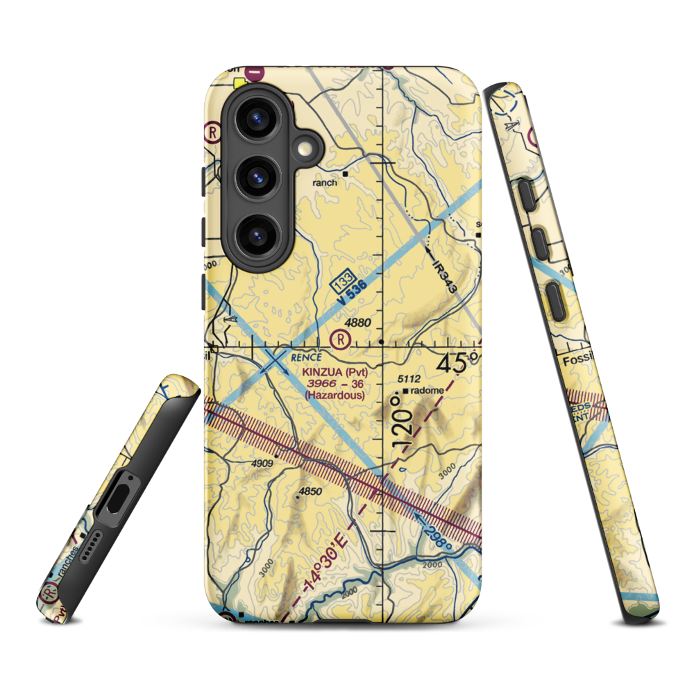 Kinzua Airport (OR89) VFR Sectional Samsung Phone Case Samsung Galaxy S24 Plus model shown