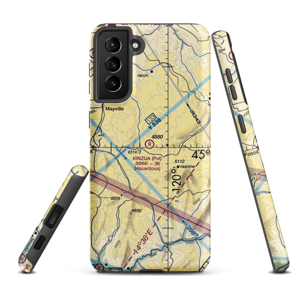 Kinzua Airport (OR89) VFR Sectional Samsung Phone Case Samsung Galaxy S21 Plus model shown