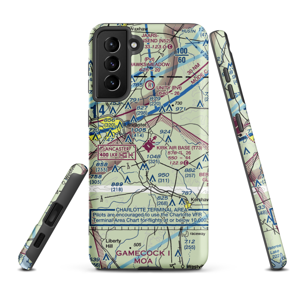 Kirk Air Base (T73) VFR Sectional Samsung Phone Case Samsung Galaxy S21 Plus model shown