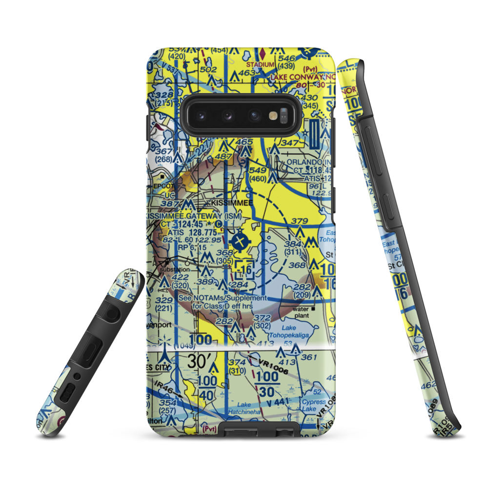 Kissimmee Gateway Airport (ISM) VFR Sectional Samsung Phone Case Samsung Galaxy S10 Plus model shown